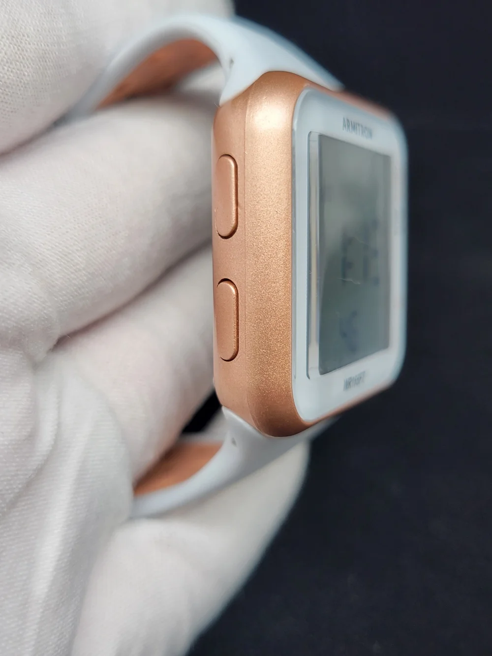 Armitron White Digital Watch with Rose Gold Bezel